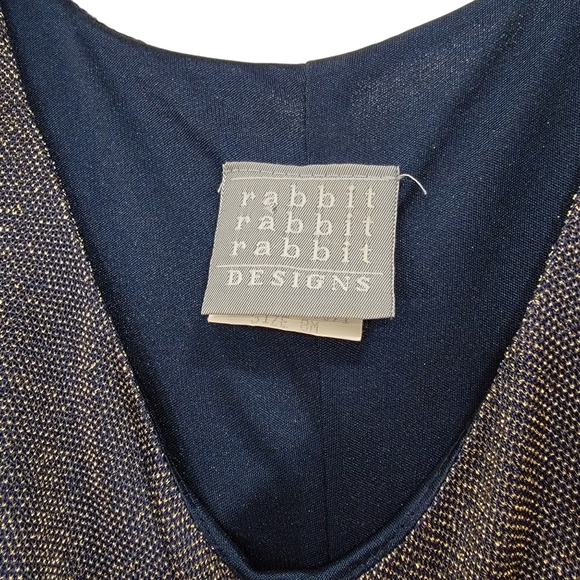 Rabbit Rabbit Rabbit Designs Vintage Navy Blue Shimmer Formal Maxi Slip dress - Picture 6 of 10